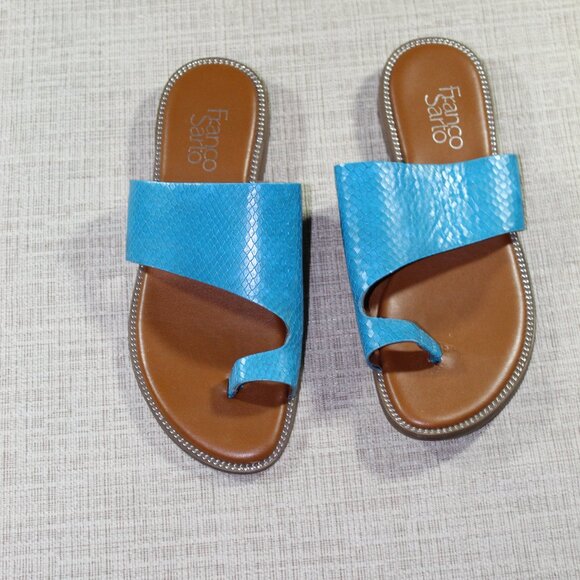 Franco Sarto Teal Slip On Sandals - Picture 1 of 5